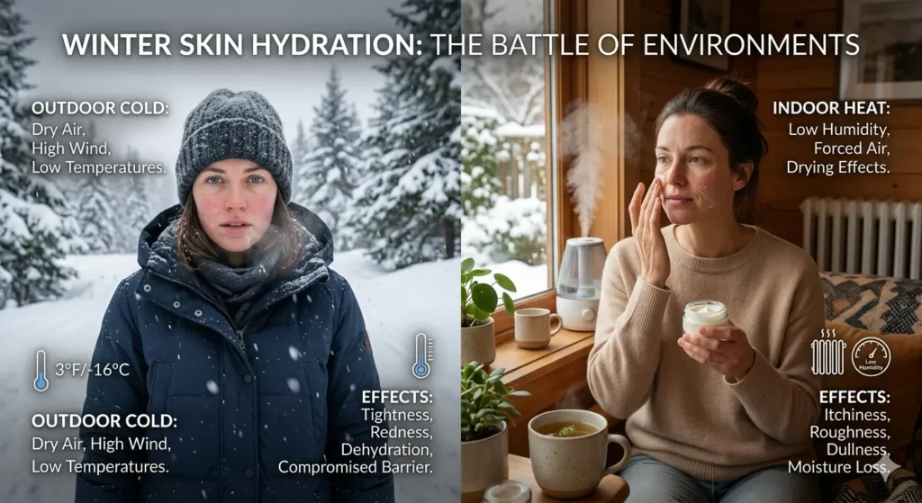 How cold weather and indoor heating affect skin