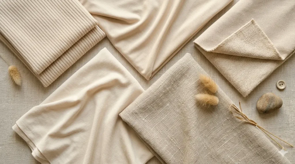 Comparison of cotton, modal, bamboo and linen fabrics used in women's loungewear sets